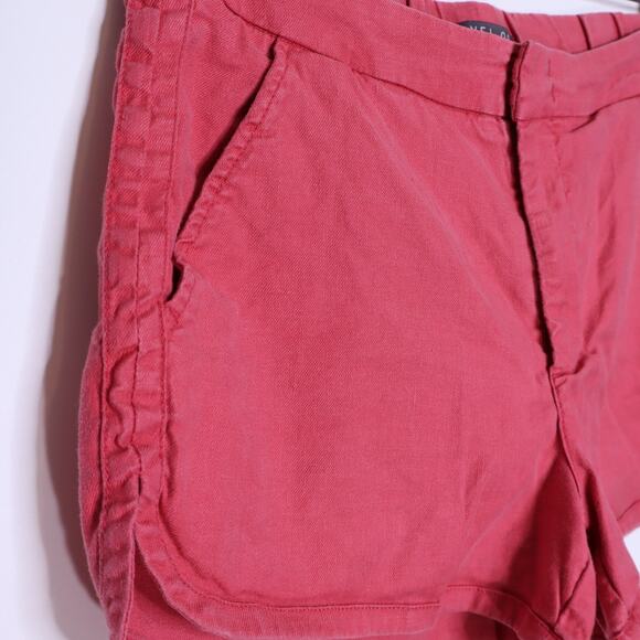LEVEL99 Helen Trouser Shorts Coral Red Linen Blend Back Elastic Waist Women's 27 - Picture 5 of 10